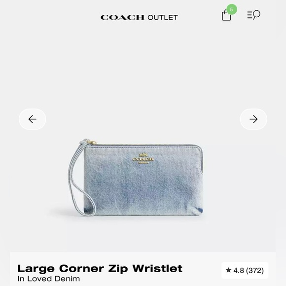 Coach Large Corner Zip Wristlet In Loved Denim - Picture 6 of 9